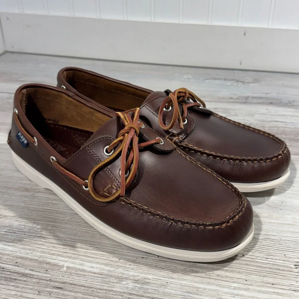 J Crew‎ Leather Boat shoes brown mens size 11 1/2